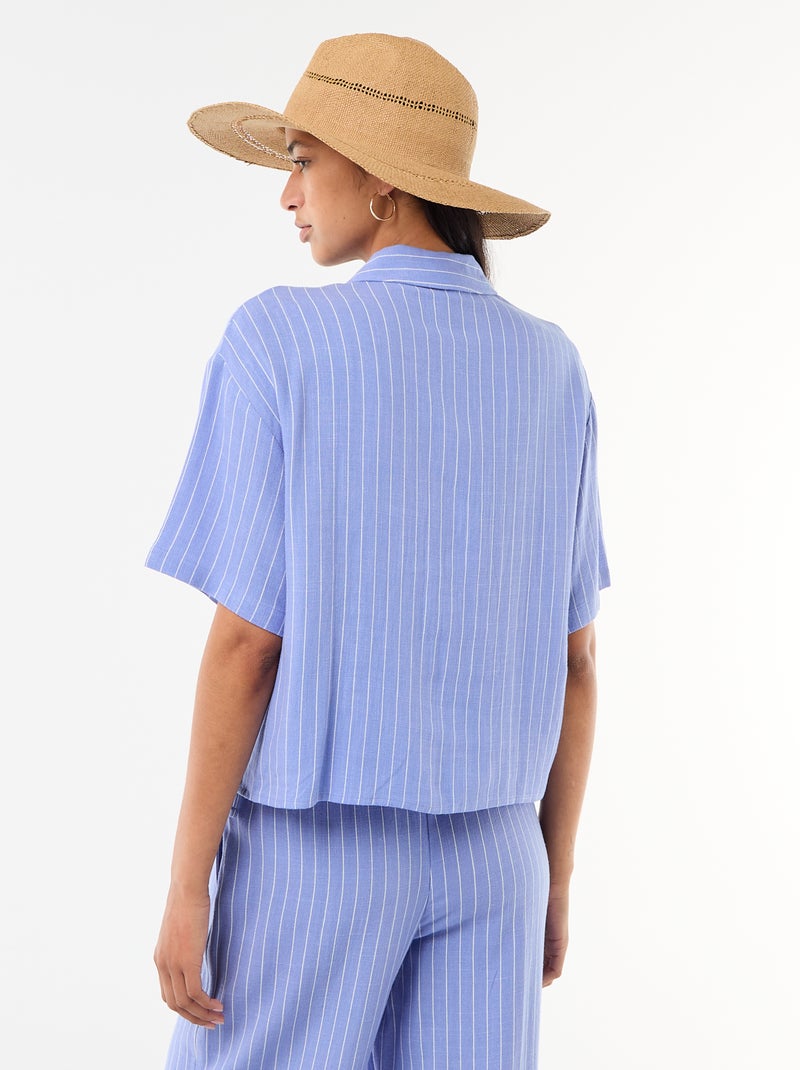 Effen blouse met korte mouwen Blauw - Kiabi