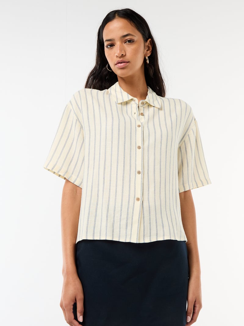 Effen blouse met korte mouwen Geel - Kiabi
