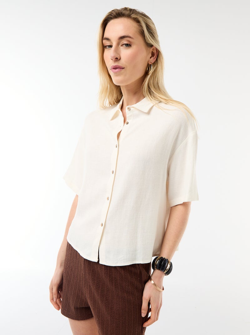 Effen blouse met korte mouwen Wit - Kiabi