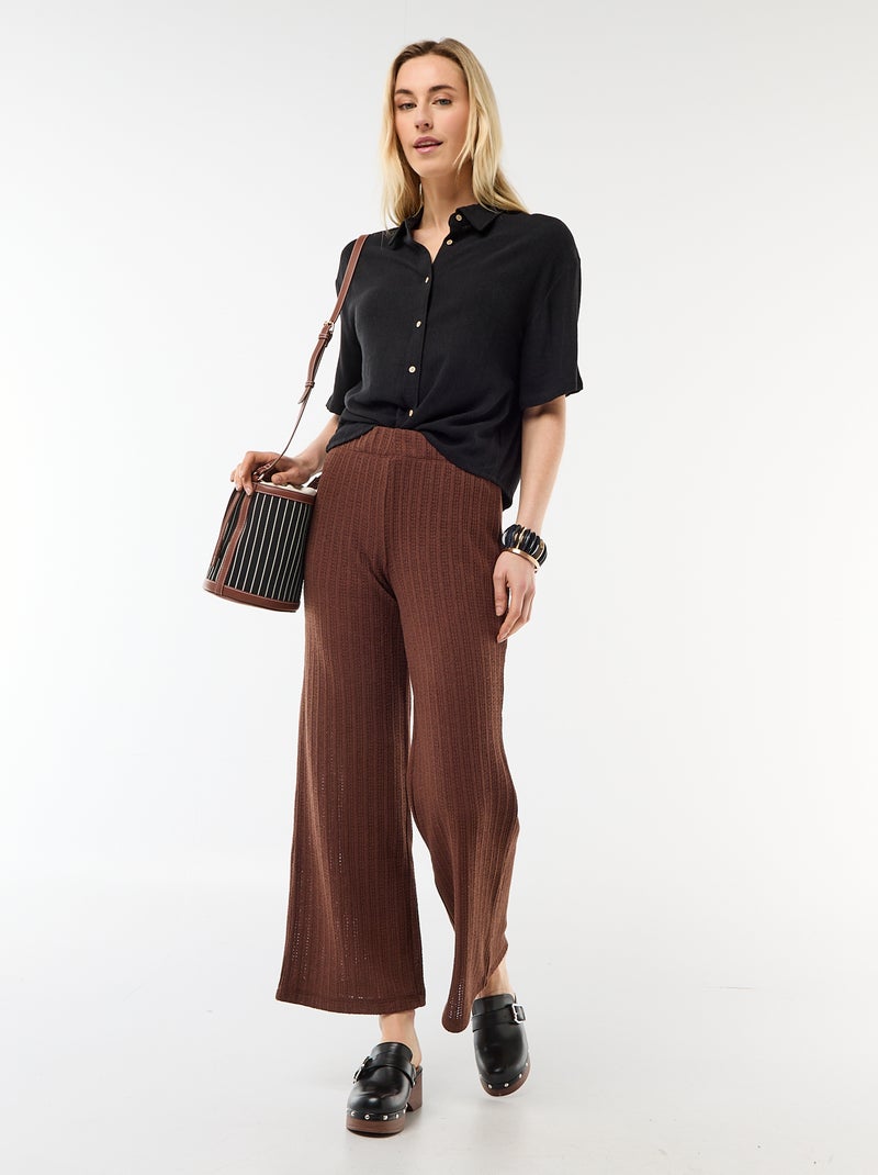 Effen blouse met korte mouwen Zwart - Kiabi