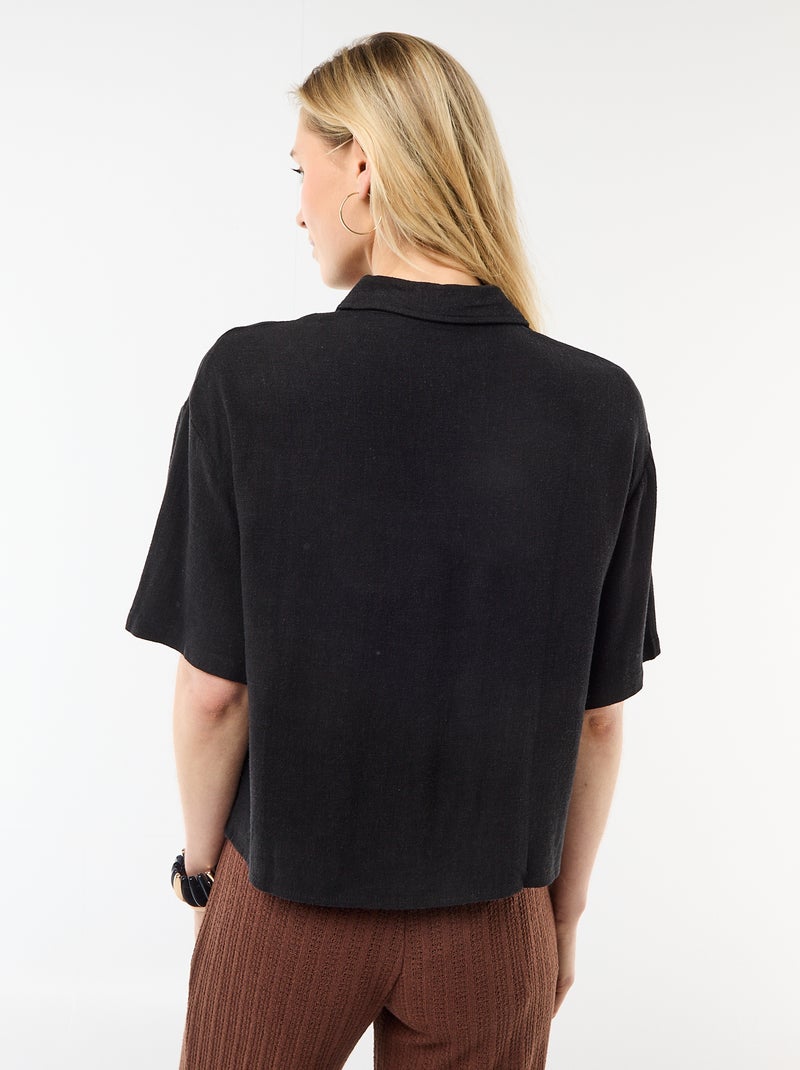 Effen blouse met korte mouwen Zwart - Kiabi