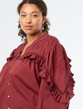 Effen blouse met ruches