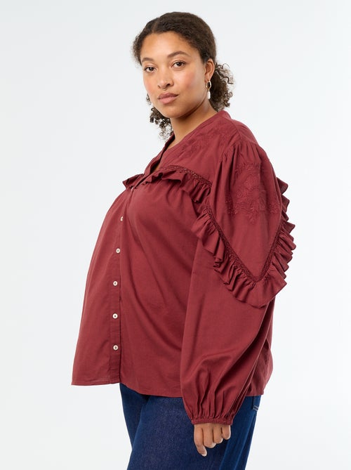 Effen blouse met ruches - Kiabi