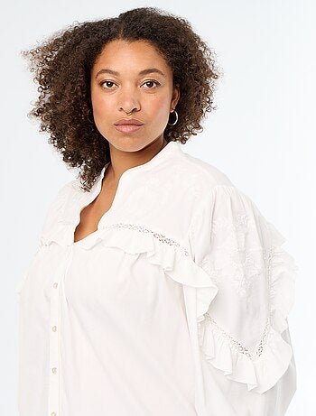 Effen blouse met ruches