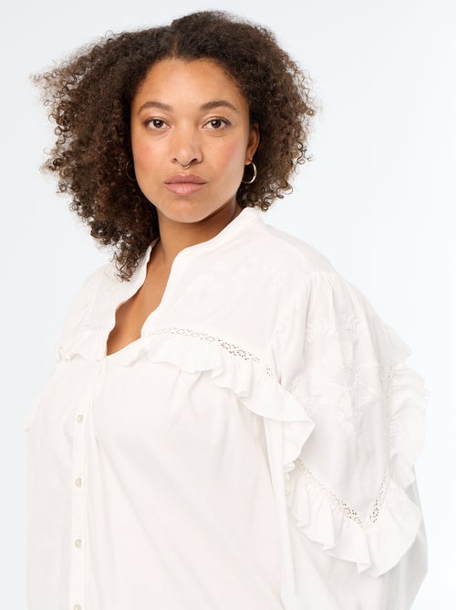 Effen blouse met ruches - Kiabi
