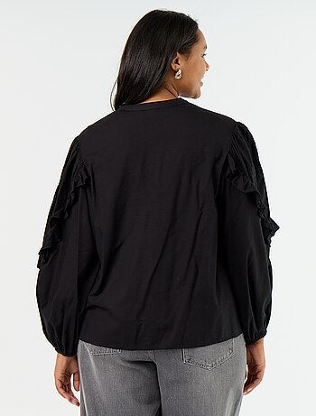 Effen blouse met ruches