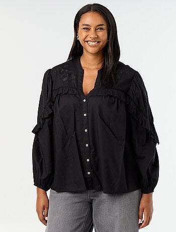 Effen blouse met ruches