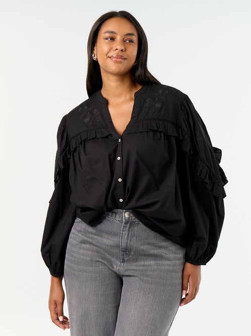 Effen blouse met ruches - Kiabi