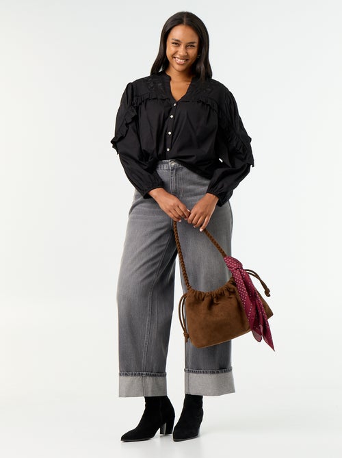 Effen blouse met ruches - Kiabi