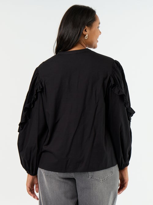 Effen blouse met ruches - Kiabi