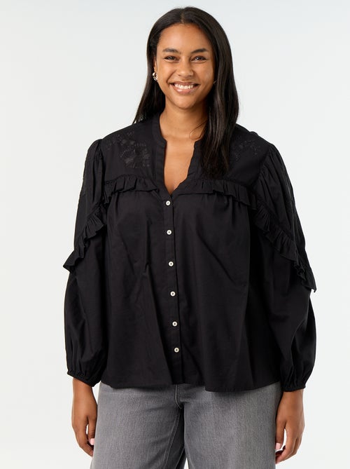 Effen blouse met ruches - Kiabi