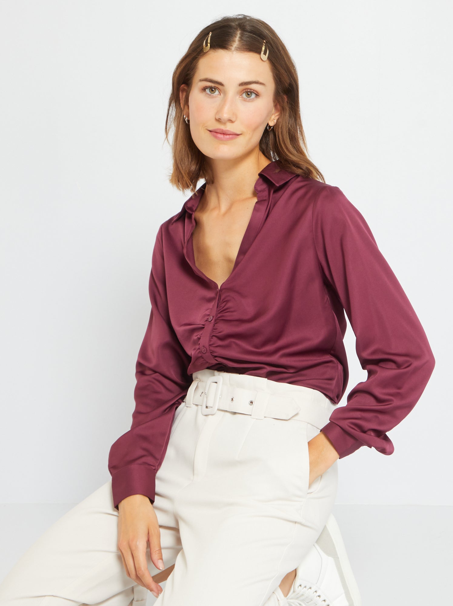 Bordeaux rood blouse sale