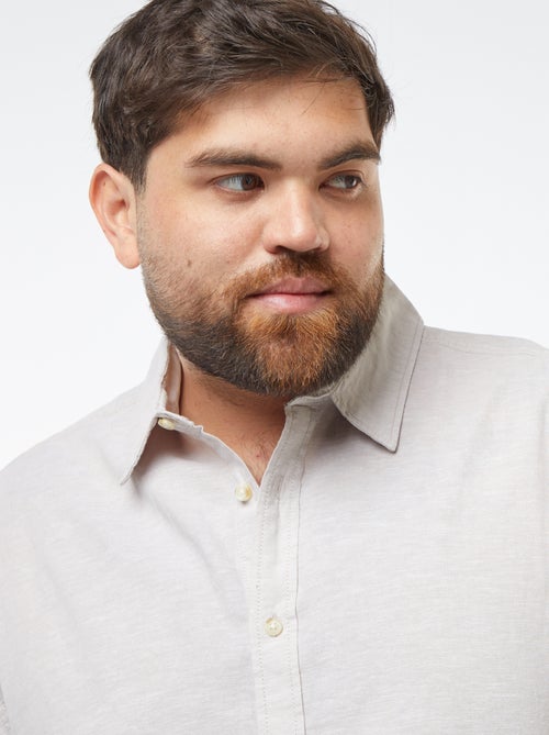 Effen blouse van gemengd linnen met korte mouw - Kiabi