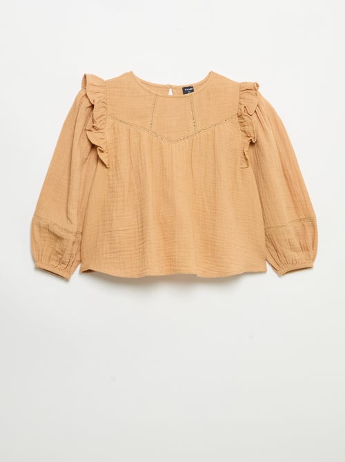 Effen blouse van katoenen gaas - Kiabi