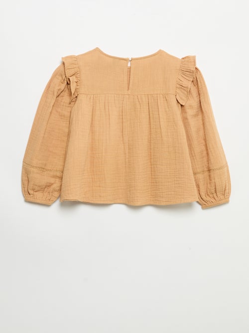 Effen blouse van katoenen gaas - Kiabi