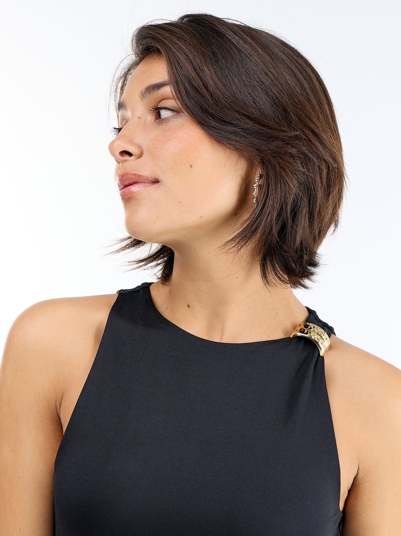 Effen body met goudkleurige sieraden op de schouderbandjes Zwart - Kiabi