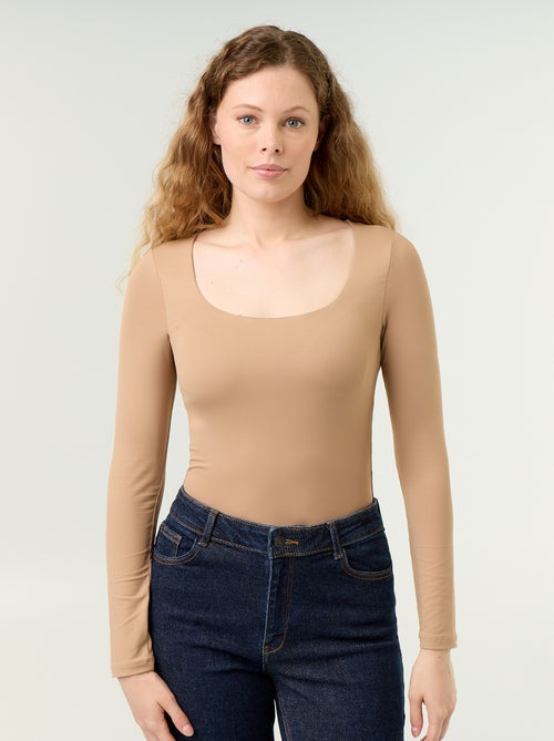 Effen body met lange mouwen - Kiabi