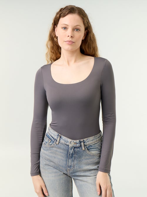 Effen body met lange mouwen - Kiabi