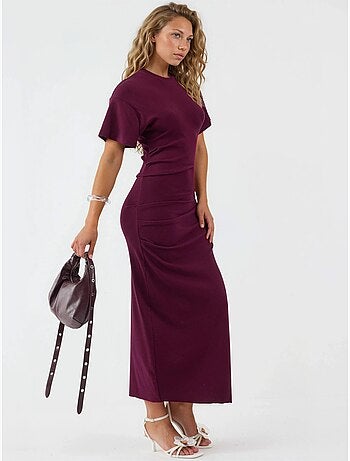 Effen bodycon midi-jurk met ronde hals busem