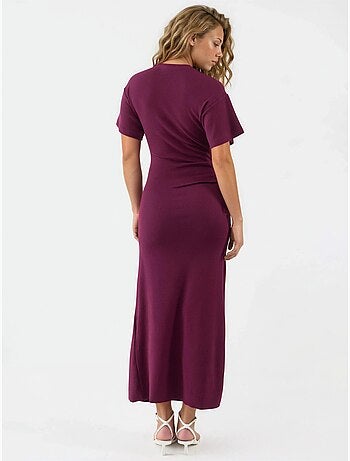 Effen bodycon midi-jurk met ronde hals busem