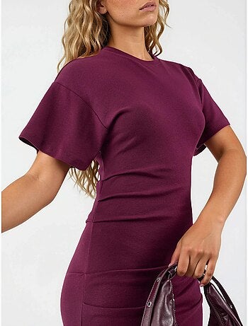 Effen bodycon midi-jurk met ronde hals busem