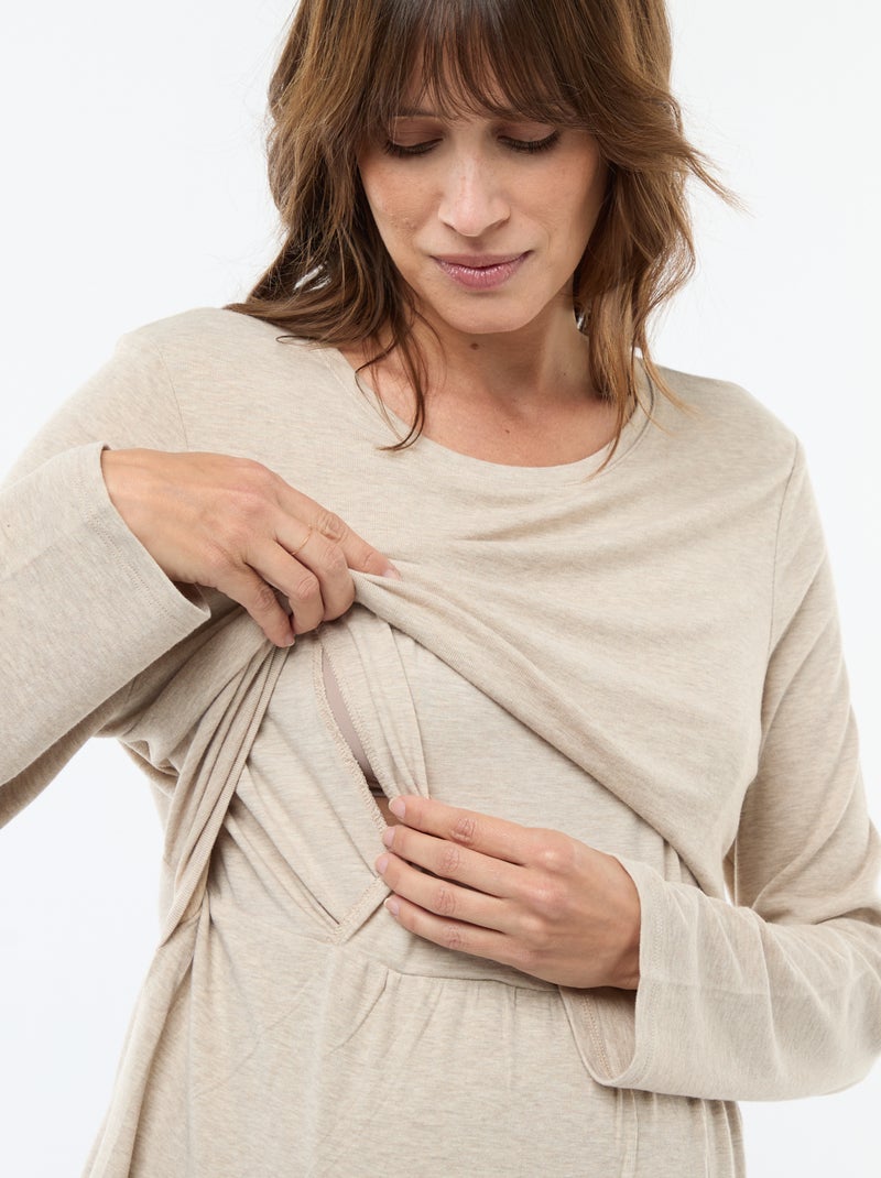 Effen borstvoedings-T-shirt Biege - Kiabi