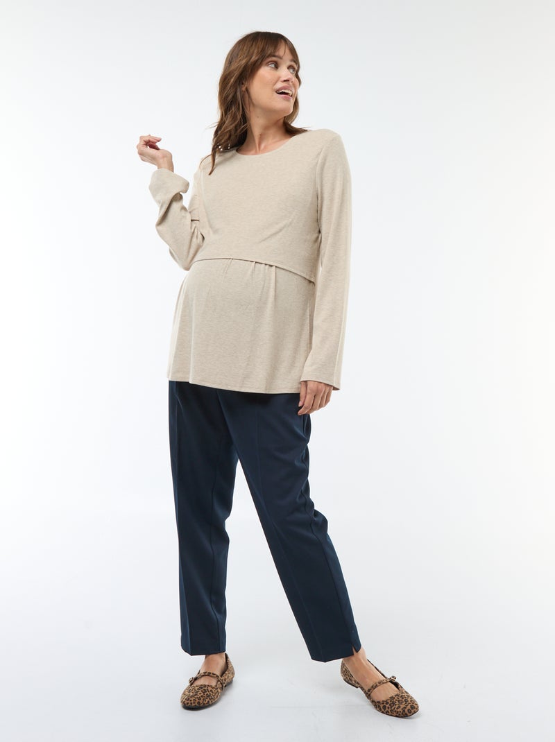 Effen borstvoedings-T-shirt Biege - Kiabi