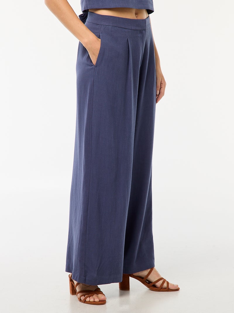 Effen broek met wijde pijpen Blauw - Kiabi