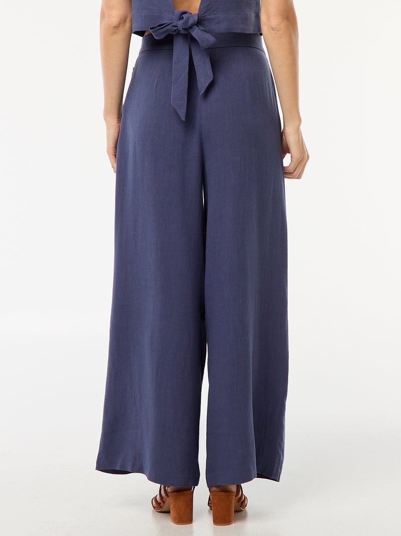 Effen broek met wijde pijpen Blauw - Kiabi