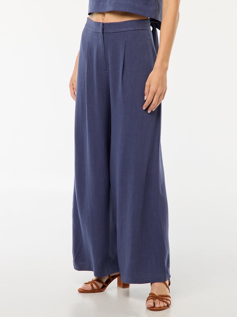 Effen broek met wijde pijpen Blauw - Kiabi