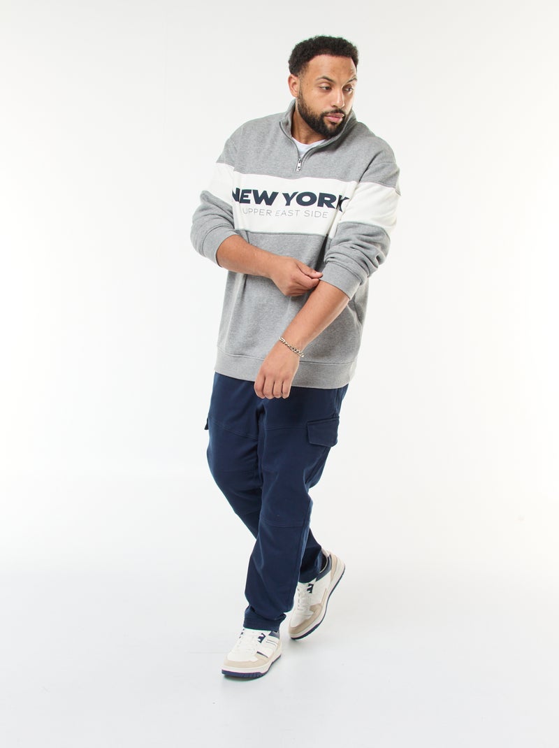 Effen broek met zakken en elastische tailleband Blauw - Kiabi