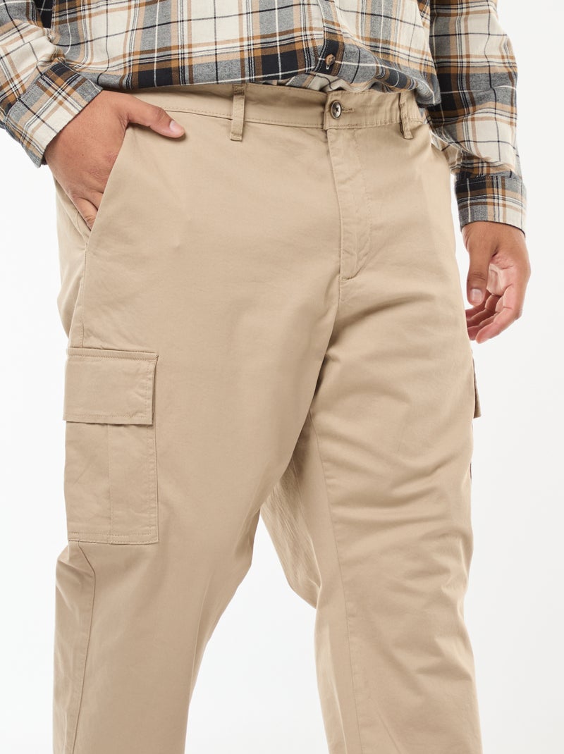 Effen broek met zakken en riemlussen Biege - Kiabi