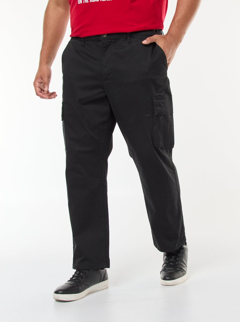 Effen broek met zakken en riemlussen zwart - Kiabi