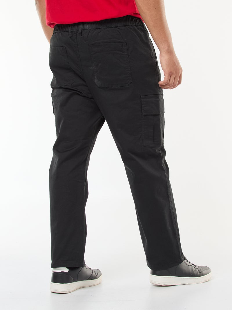 Effen broek met zakken en riemlussen zwart - Kiabi