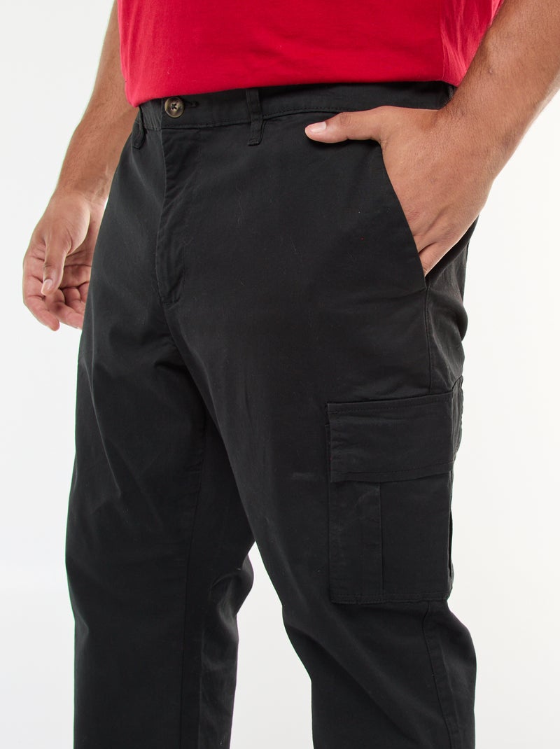 Effen broek met zakken en riemlussen zwart - Kiabi