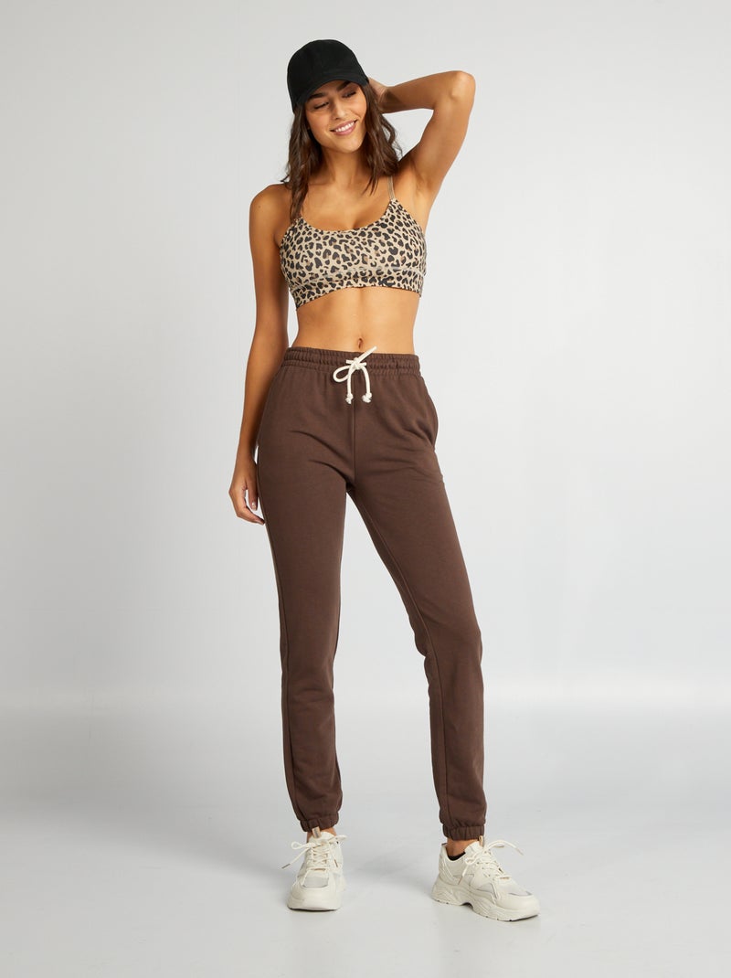 Effen broek van dunne joggingstof BRUIN - Kiabi