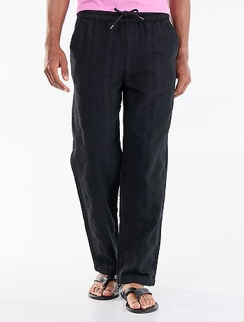 Effen broek van gestructureerde stof