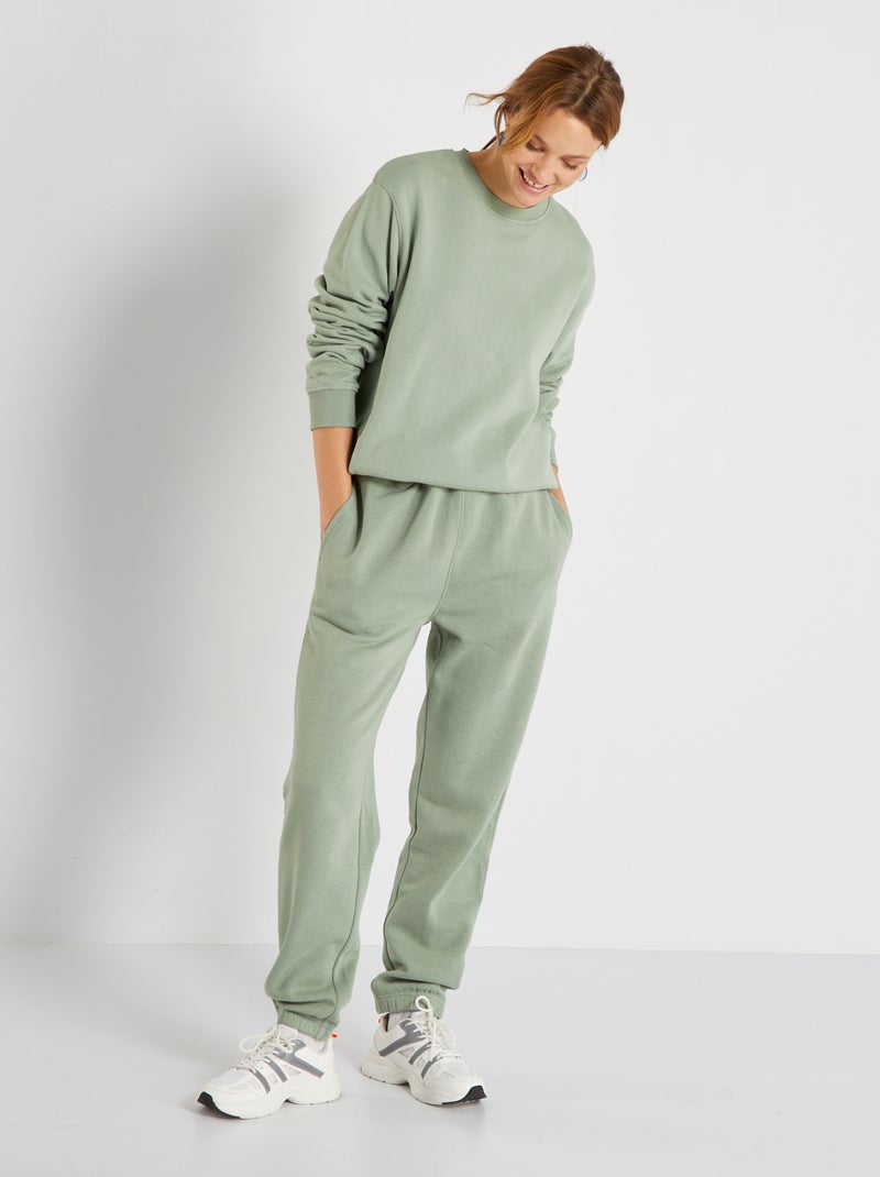 Effen broek van joggingstof grijs groen - Kiabi