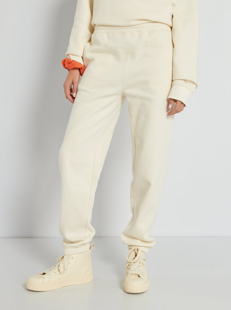 Effen broek van joggingstof WIT - Kiabi