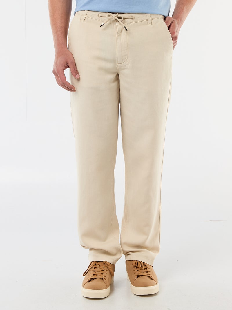 Effen broek van lichte en zachte stof Biege - Kiabi