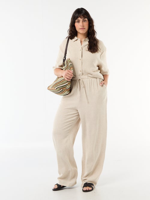 Effen broek van linnenmix - Kiabi