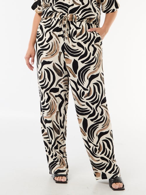 Effen broek van linnenmix - Kiabi