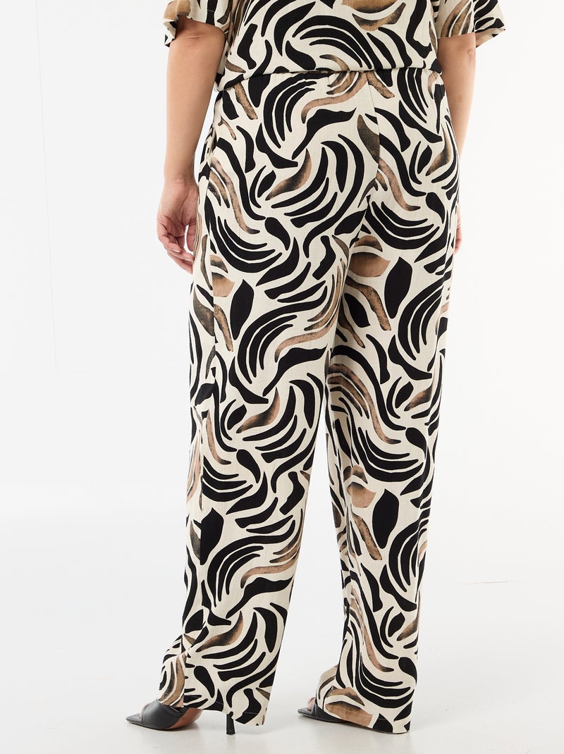 Effen broek van linnenmix Zwart - Kiabi