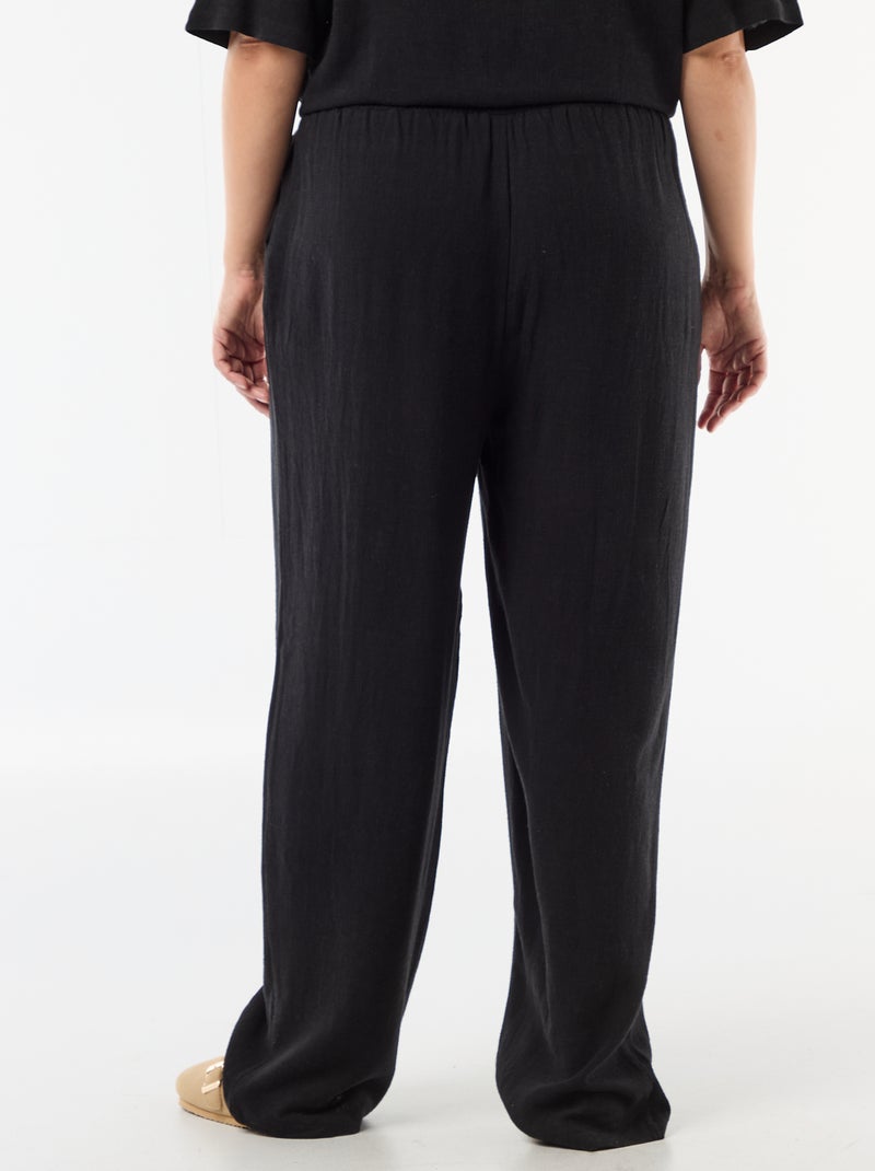 Effen broek van linnenmix Zwart - Kiabi