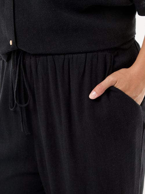 Effen broek van linnenmix - Kiabi