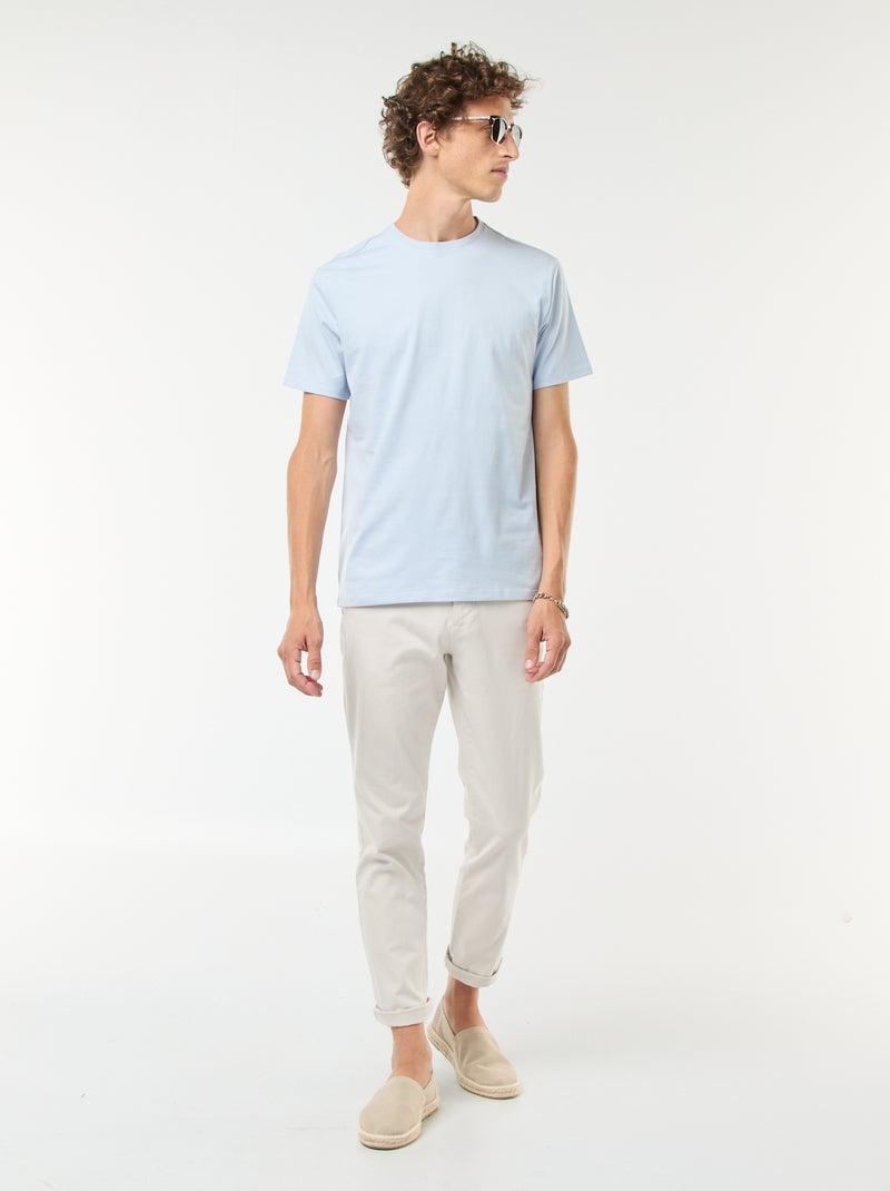 Effen broek van piquéstof Wit - Kiabi