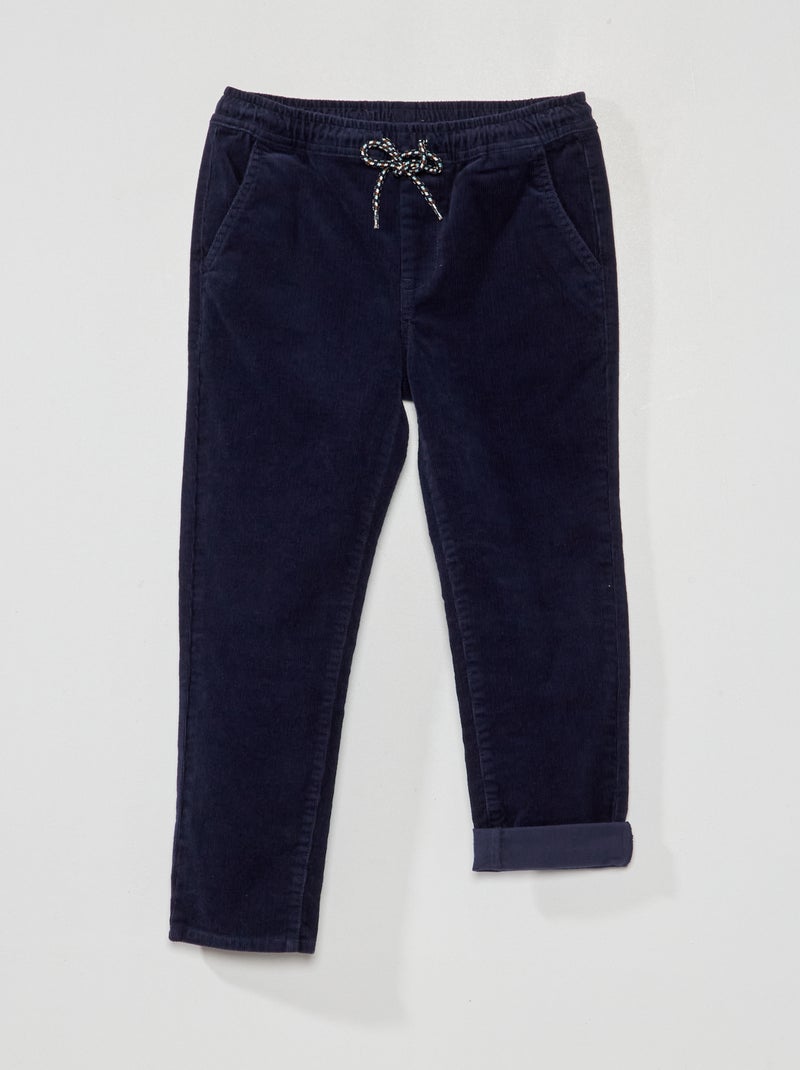 Effen broek van velours blauw - Kiabi