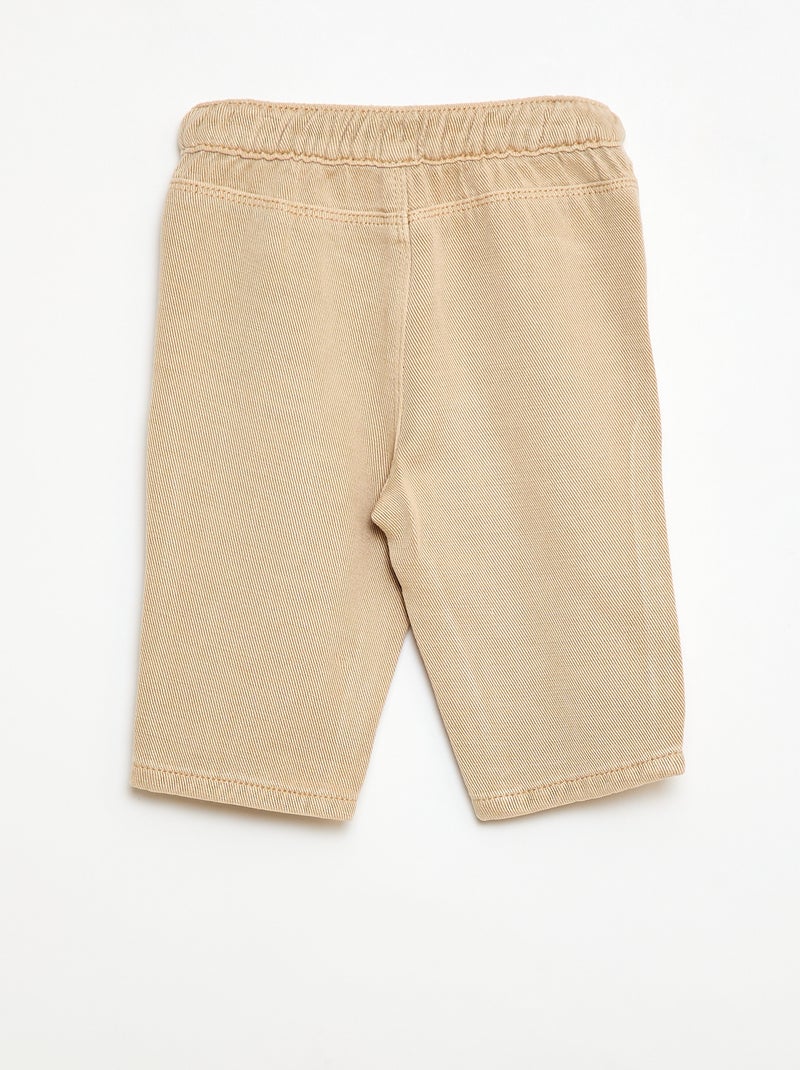 Effen broek van zachte stof met relax fit Biege - Kiabi