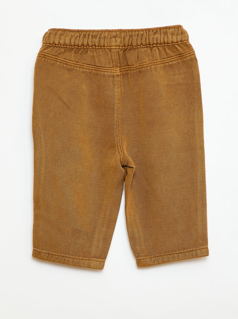 Effen broek van zachte stof met relax fit Bruin - Kiabi