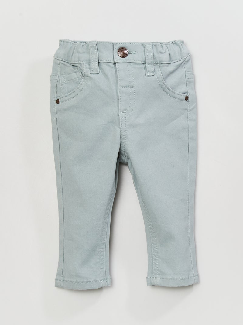 Effen broekje van katoenen twill blauw - Kiabi